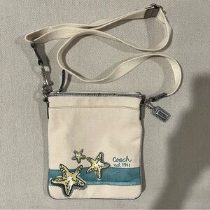 Coach Cream and Silver Canvas Bag